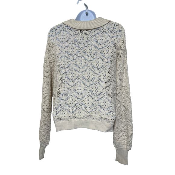 Freshman 1996 Crochet Knit Sweater M Coastal Grandma Boho Chic Cotton Blend - Picture 2 of 8